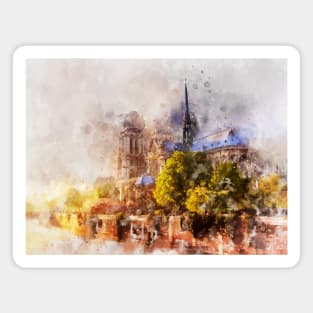 Notre-Dame de Paris Watercolor - 05c Magnet